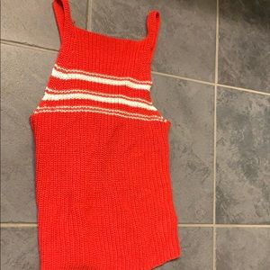 Red knit tank top